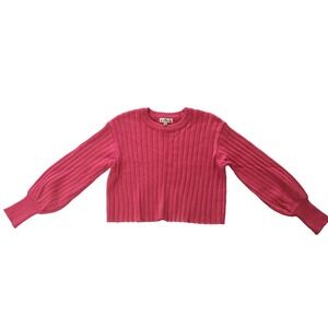 Poof Women's Size M Pink Sweater Long Sleeve Crop Balloon Sleeve Bishop Sleeve